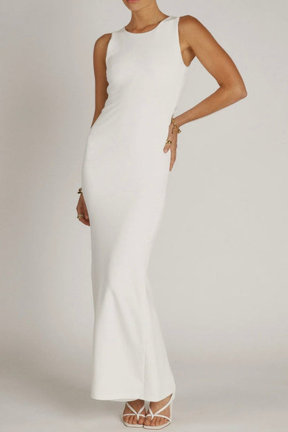 White Knotted Mermaid Maxi Dress