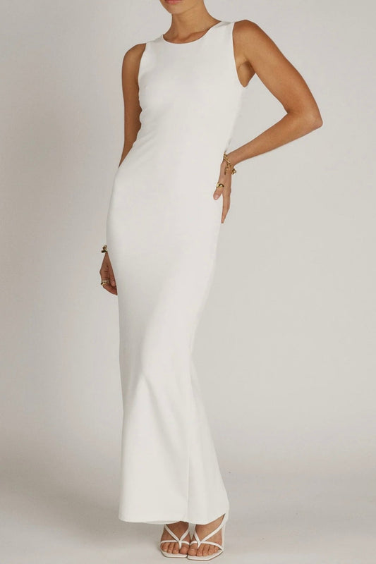 White Knotted Mermaid Maxi Dress