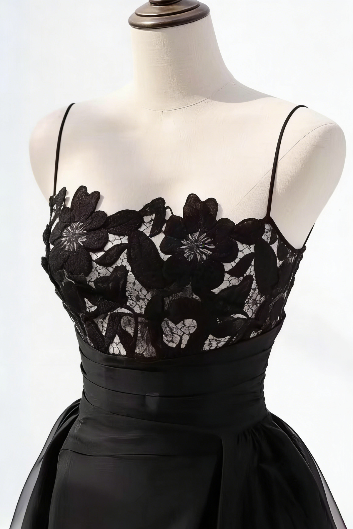 BLACK LACE CAMISOLE MIDI DRESS