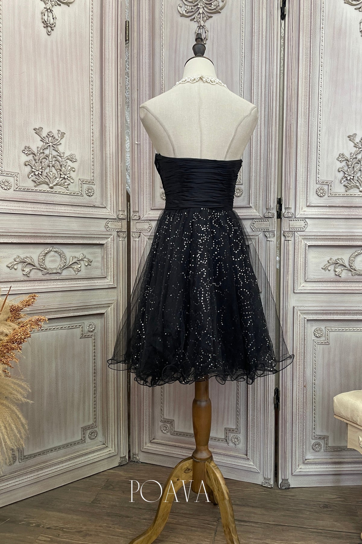 Embellished Mini Strapless Dress In Black