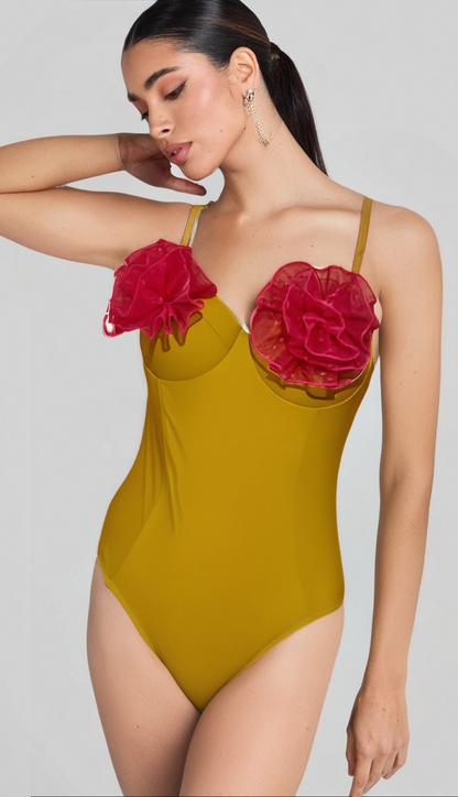 WESSON FLOWER ONE PIECE SWIMSUIT IN GREEN