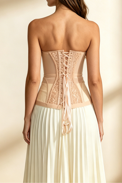 Blush Floral Lace Strapless Sweetheart Corset Top