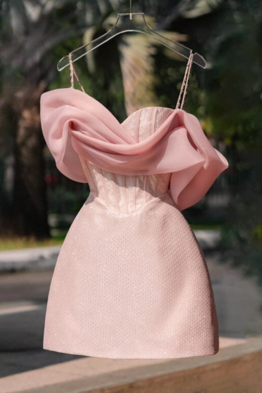 STRAP CORSET MINI DRESS IN PINK