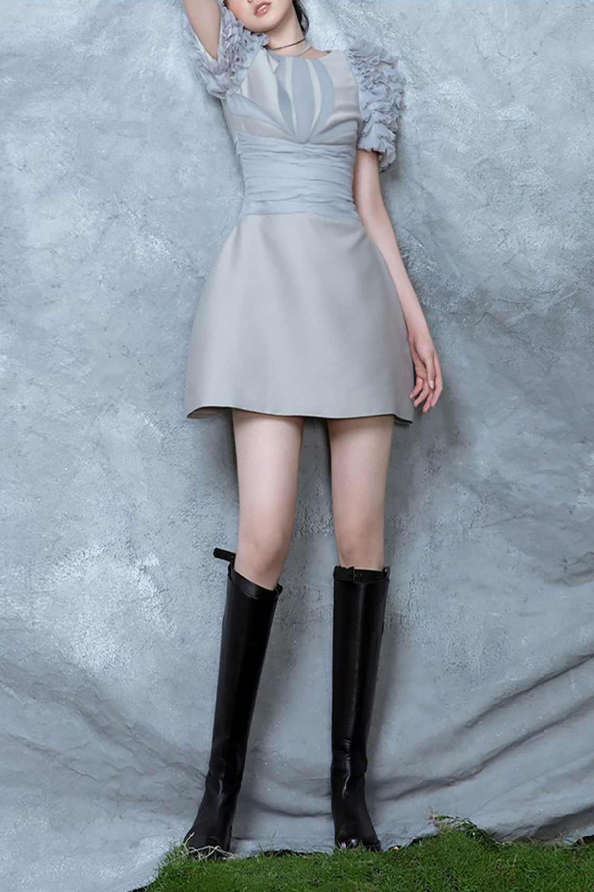Embellished Puffsleeve Mini Dress