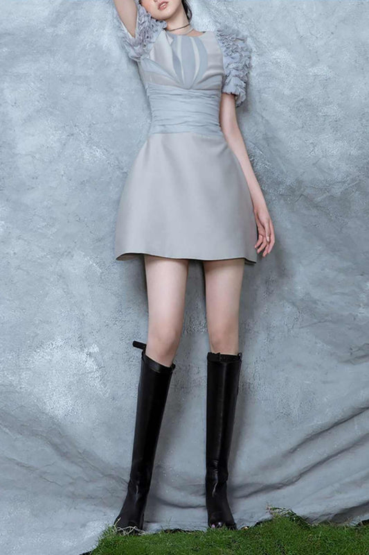 Embellished Puffsleeve Mini Dress