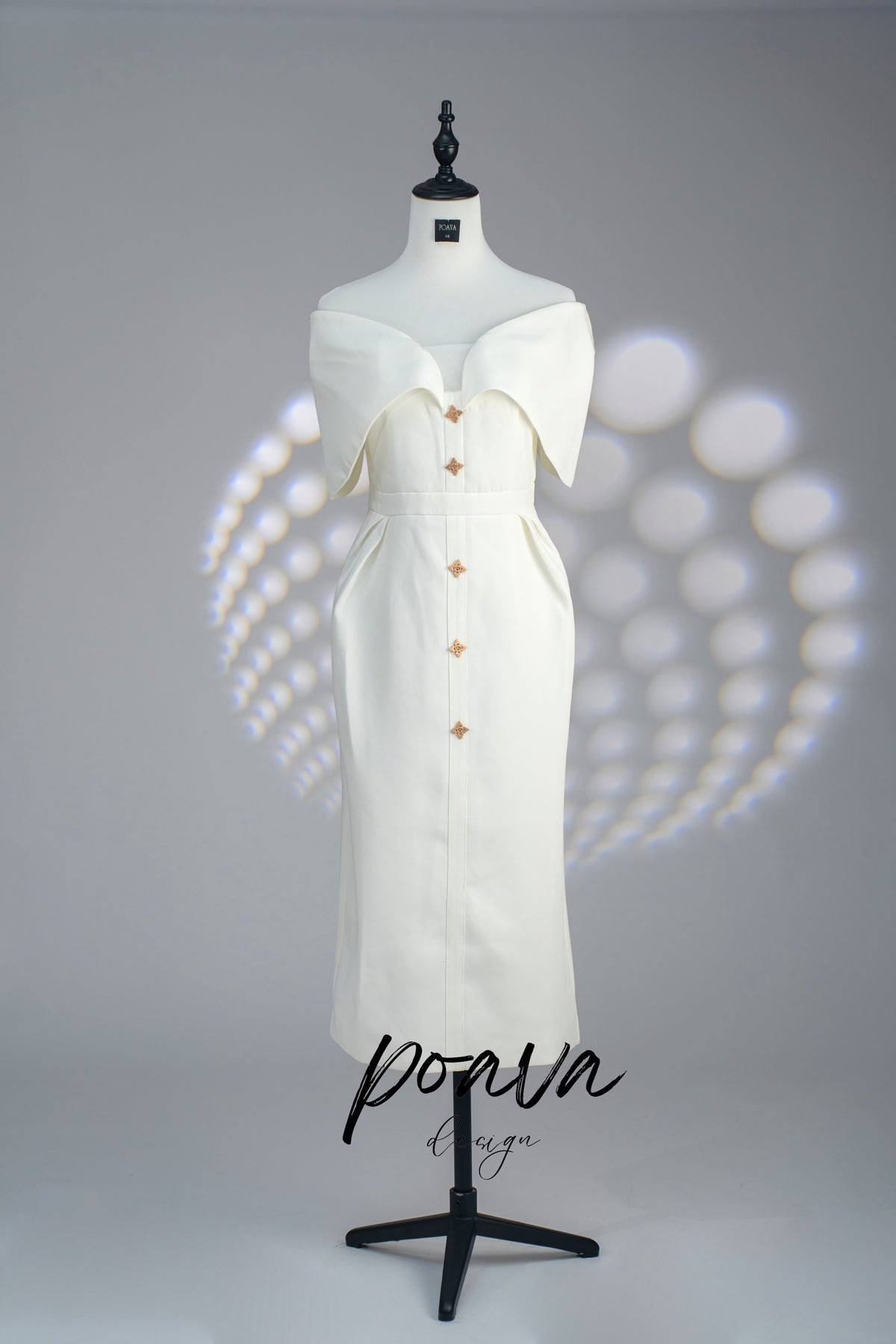 off shoulder midi dress in white