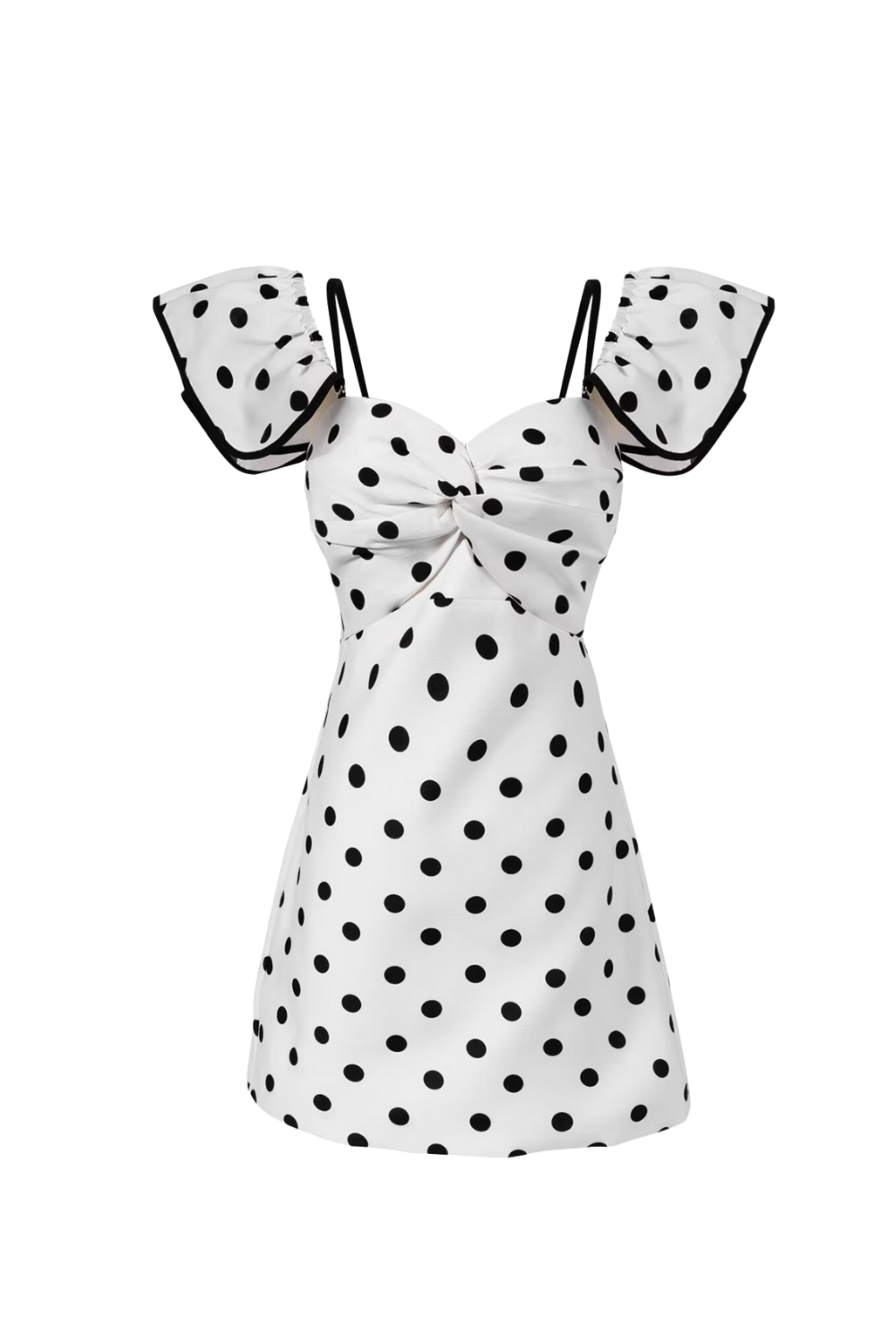 hermosa Dot Off Shoulder Mini Dress In White