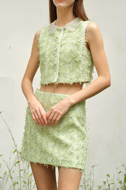 Green mini dress set