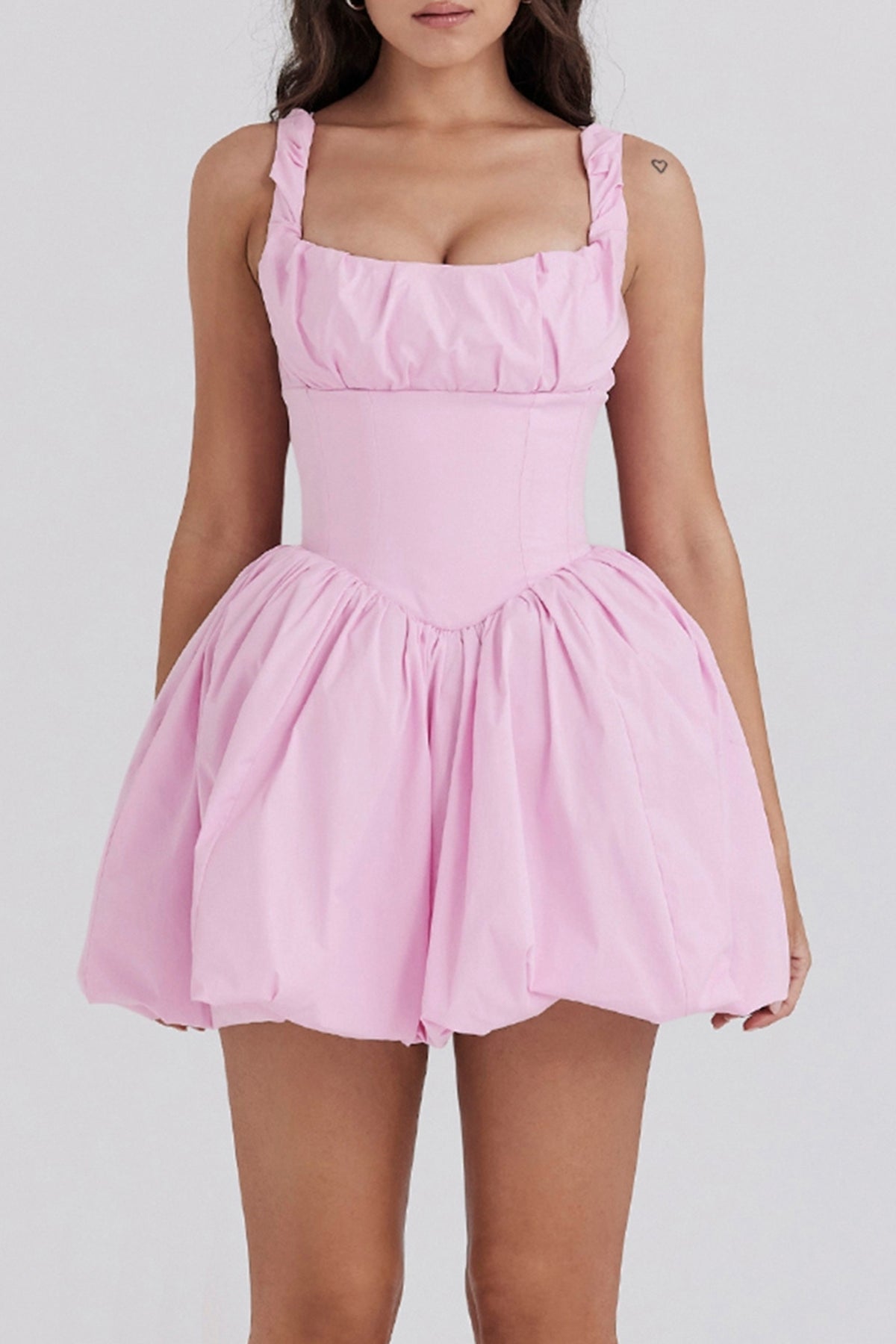 COTTON TULLE MINI DRESS IN PINK