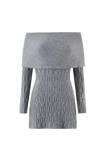 gwendolyn Off Shoulder Knit Mini Dress - Grey