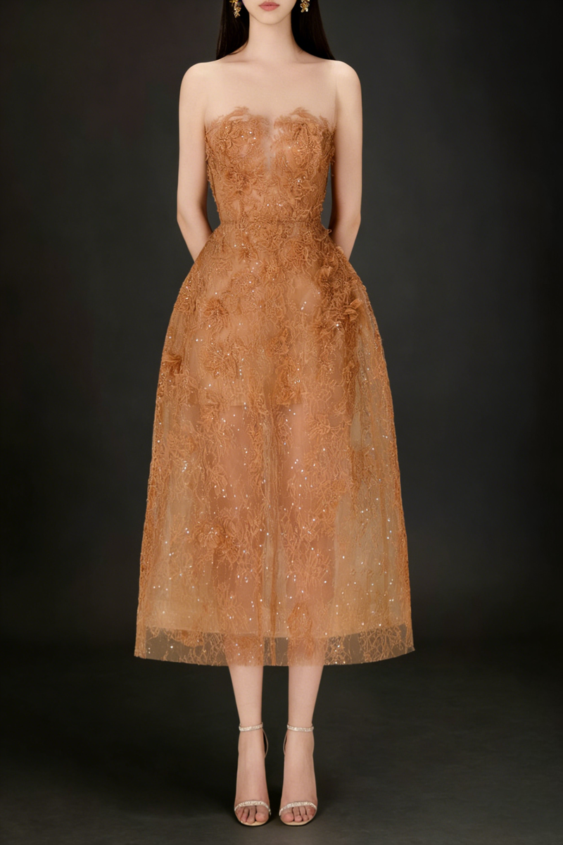 HONEY BEADED LACE DRESS