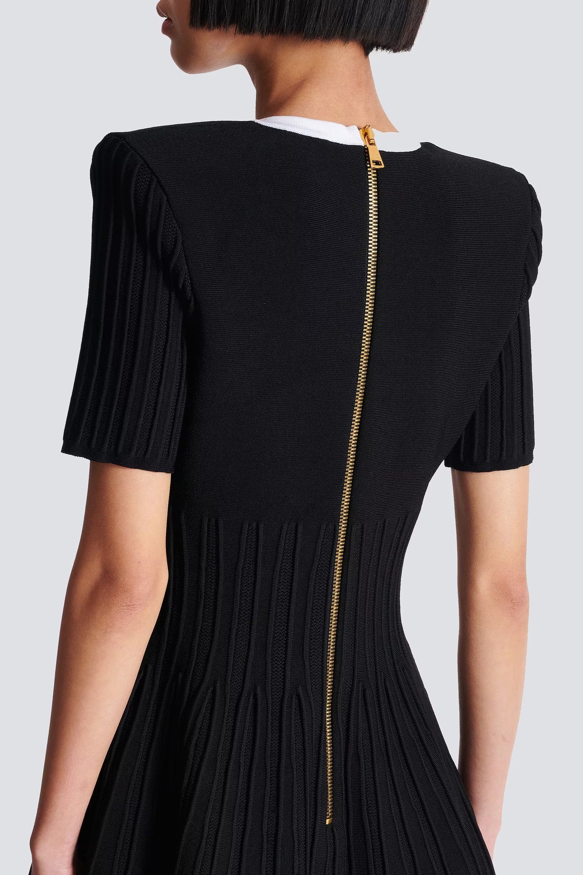 Two-tone A-line knit dress