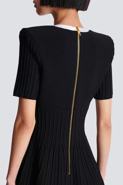 Two-tone A-line knit dress