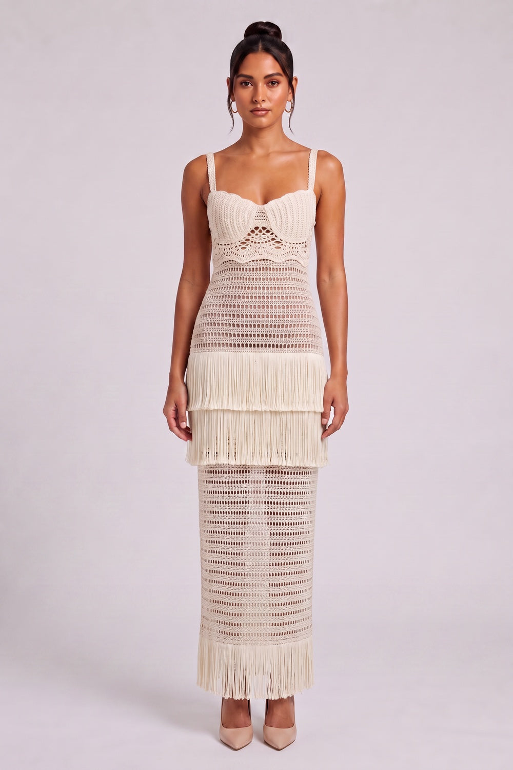 Cream Crochet Knit Column Dress cream crochet knit dress - product view 4