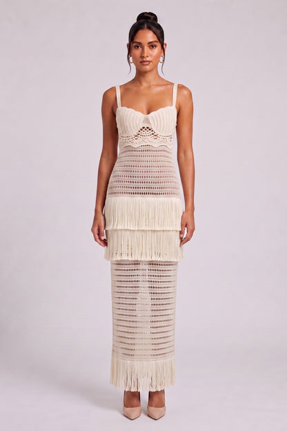 Cream Crochet Knit Column Dress cream crochet knit dress - product view 4