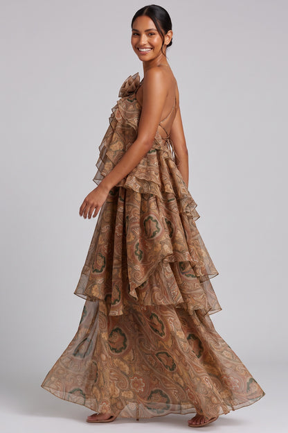 Paisley Ruffle Maxi Dress Premium Fabric - product view 1