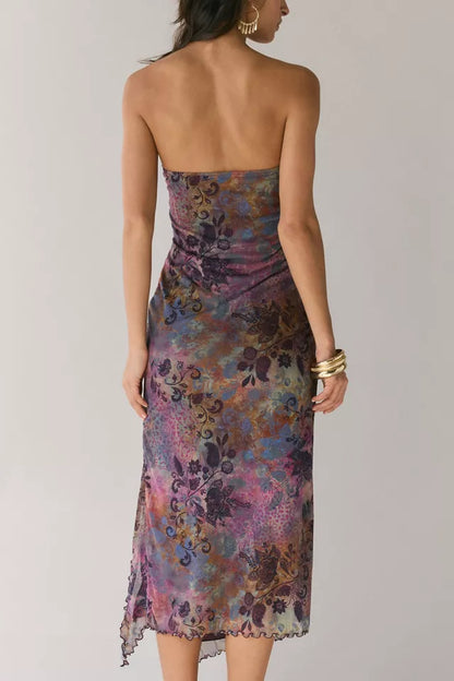 Mesh Strapless Midi Dress