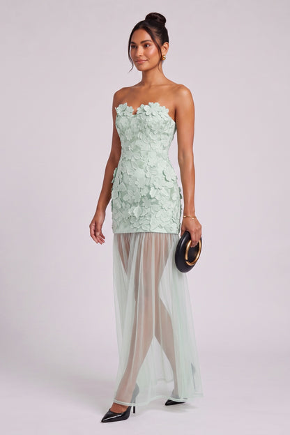 mint green 3D floral lace column dress mint green 3D floral lace dress - product view 4