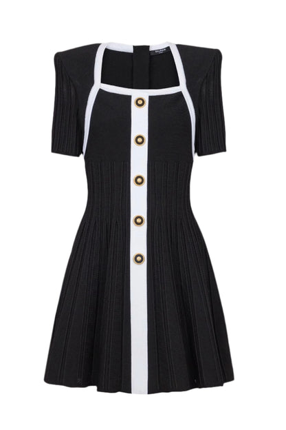 Two-tone A-line knit dress