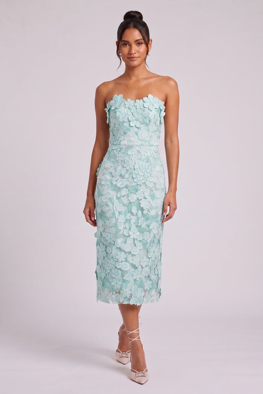 mint green lace column dress mint green lace dress - product view 2
