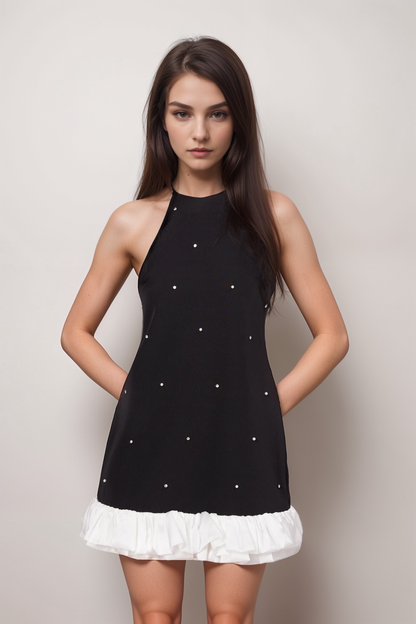 off shoulder mini dress in black