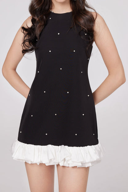 off shoulder mini dress in black