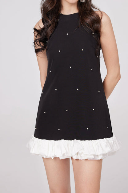 off shoulder mini dress in black