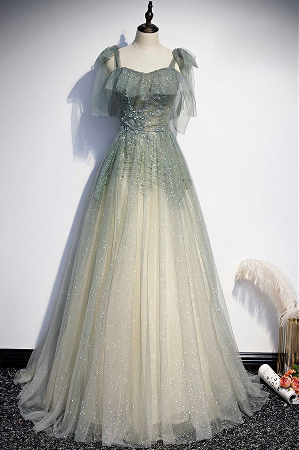 Green Shiny Tulle Dress