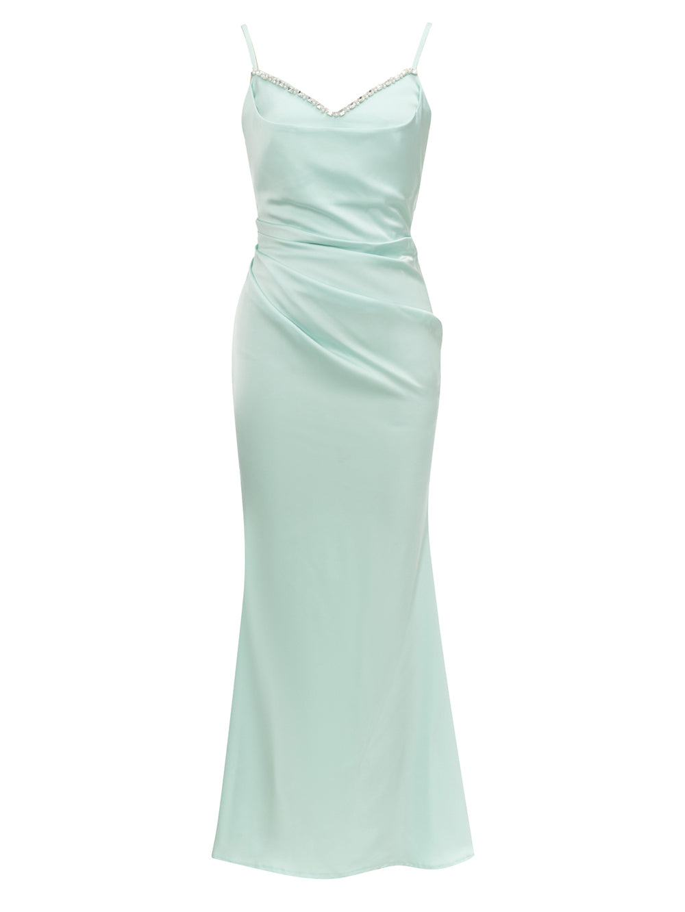 Embellished strappy maxi dress in green