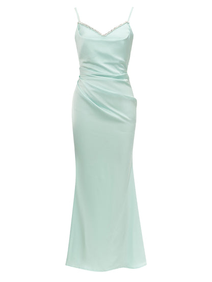 Embellished strappy maxi dress in green