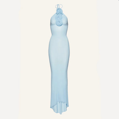 BLAIR Blue Mesh Maxi Dress