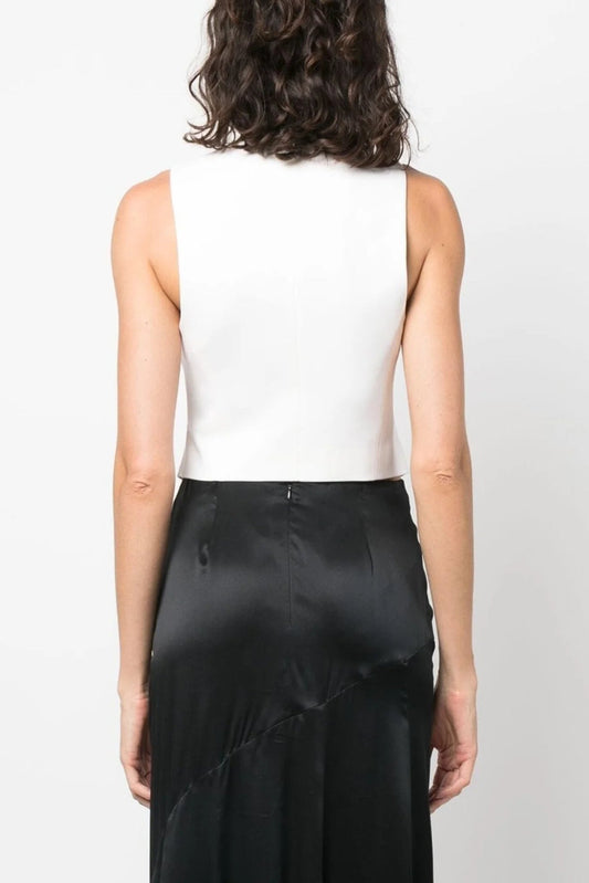 3d flower sleeveless vest top in white
