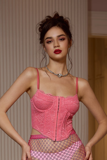 Redley Pink Lace Holiday Crop Top