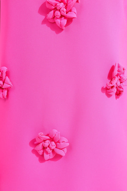 3D FLORAL SHORT SLEEVE MINI DRESS