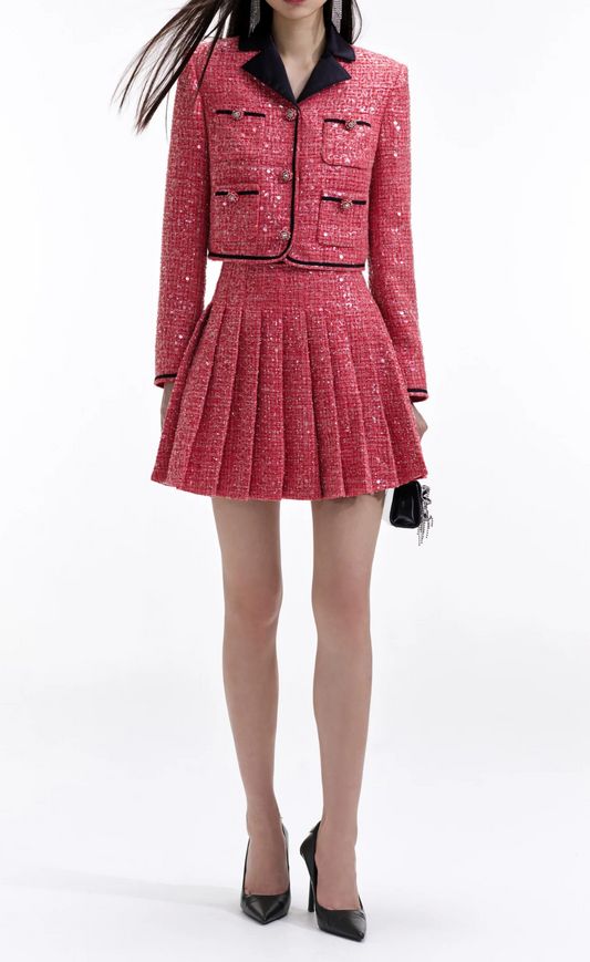 RED BOUCLE JACKET