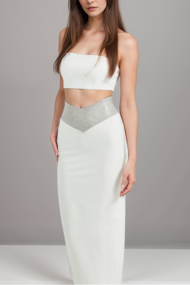 Thérèse crystal-strap top & skirt matching set