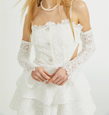 Cyrielle corded lace tiered mini dress