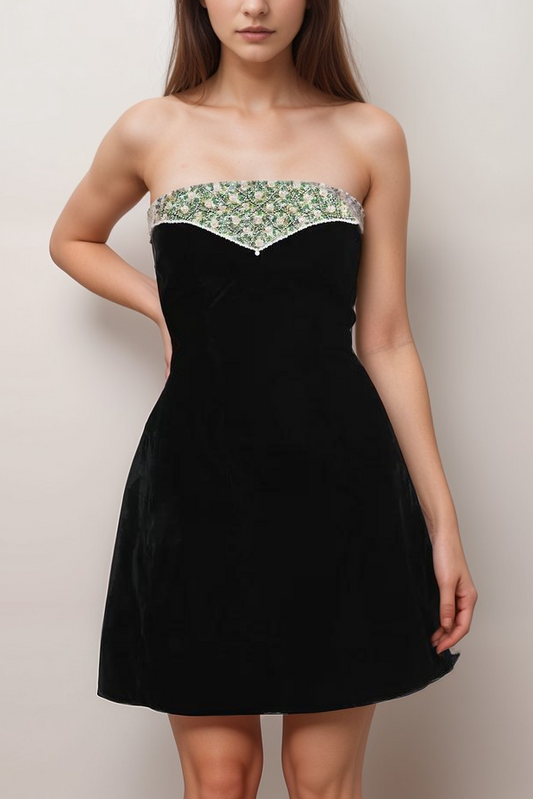 Céline crystal-embellished velvet dress