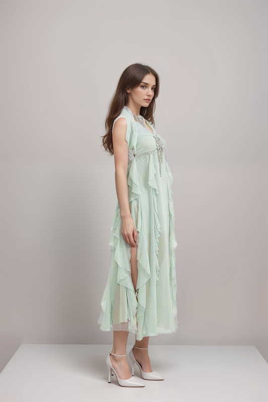 Salilah embellished ruffled dress