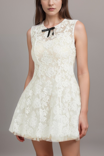 Lanetta guipure lace tulle-skirt dress