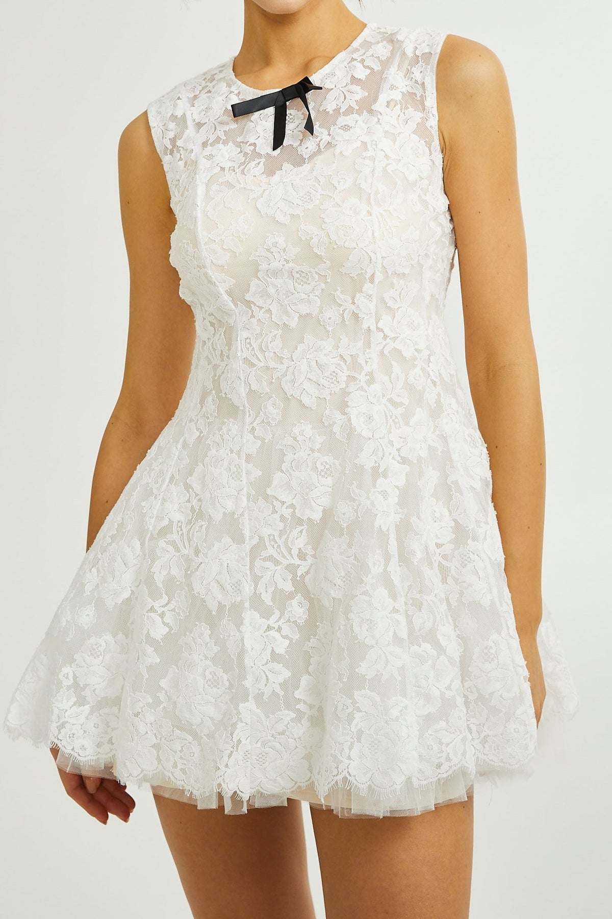 Lanetta guipure lace tulle-skirt dress