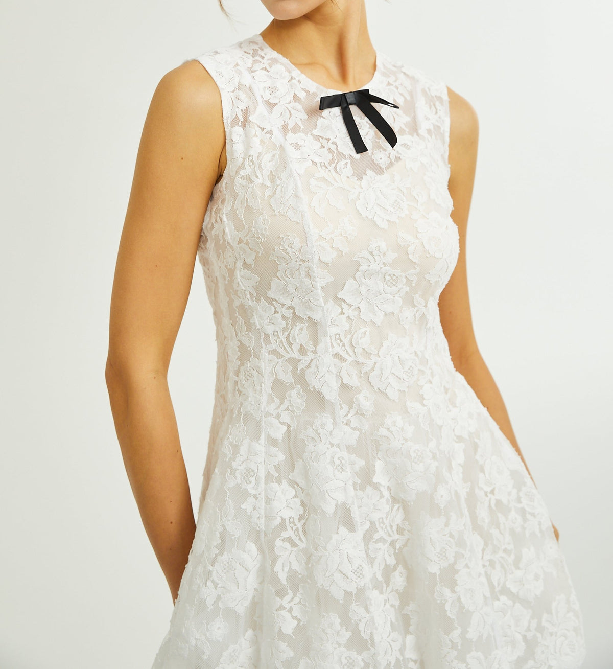 Lanetta guipure lace tulle-skirt dress