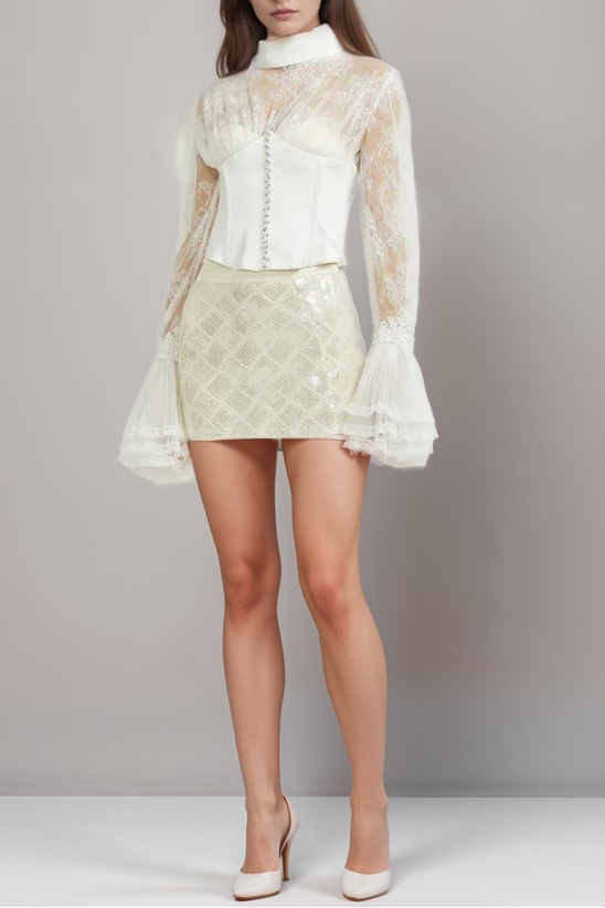 Ellica semi-sheer cropped top