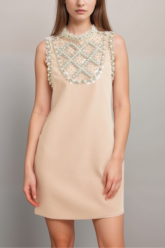 Cesca embellished sleeveless mini dress