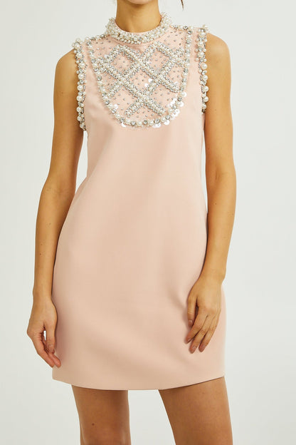 Cesca embellished sleeveless mini dress