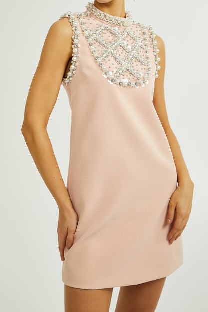 Cesca embellished sleeveless mini dress