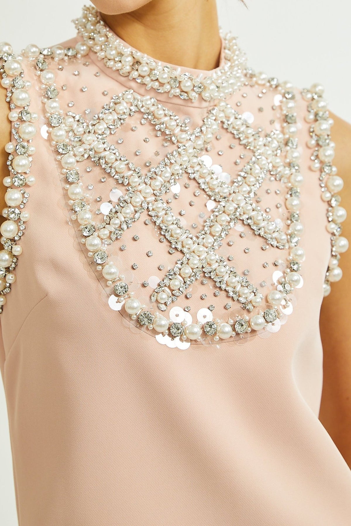 Cesca embellished sleeveless mini dress