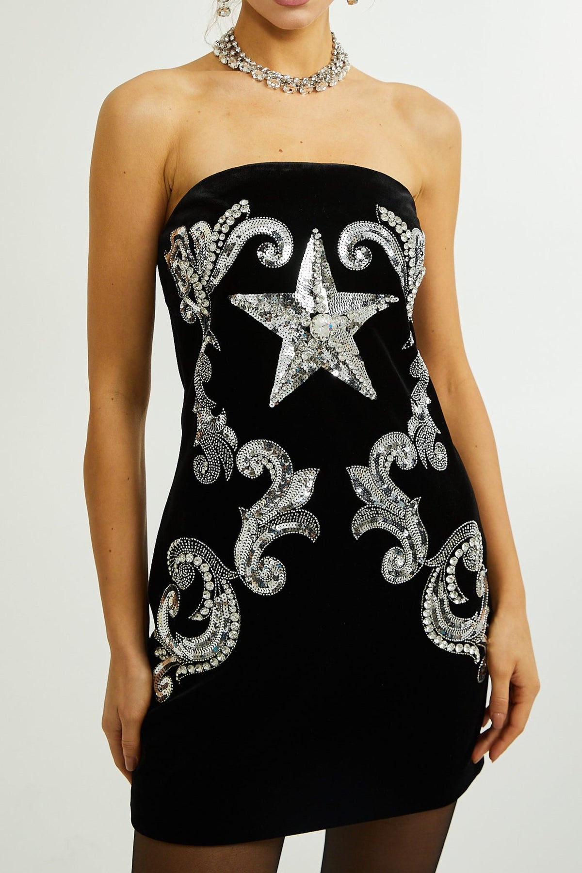 Jamiah embroidered-star mini dress