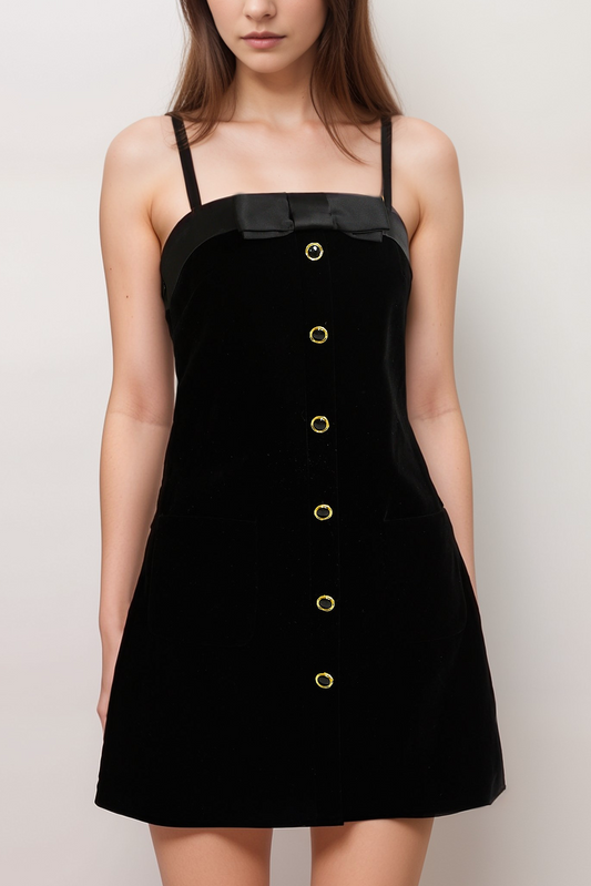 Reeva bow-embellished velvet mini dress
