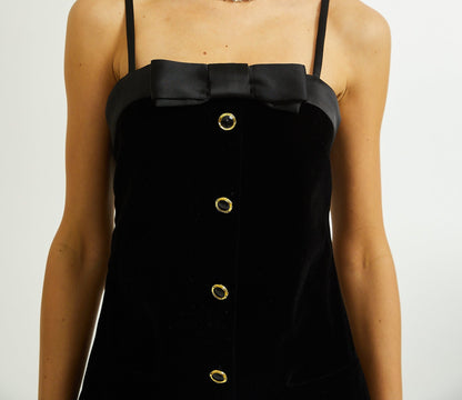 Reeva bow-embellished velvet mini dress
